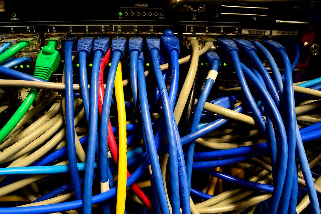 Network cabling in a data center representing fast lateral movement
