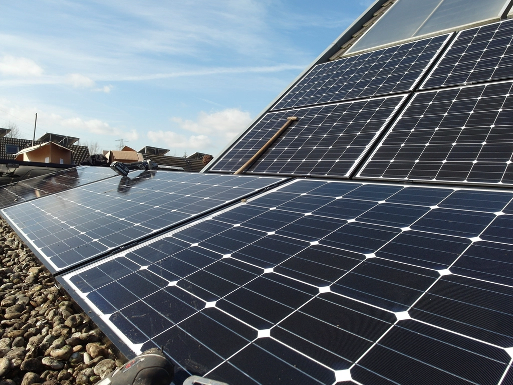 Solar panels representing green hosting and sustainable data centers